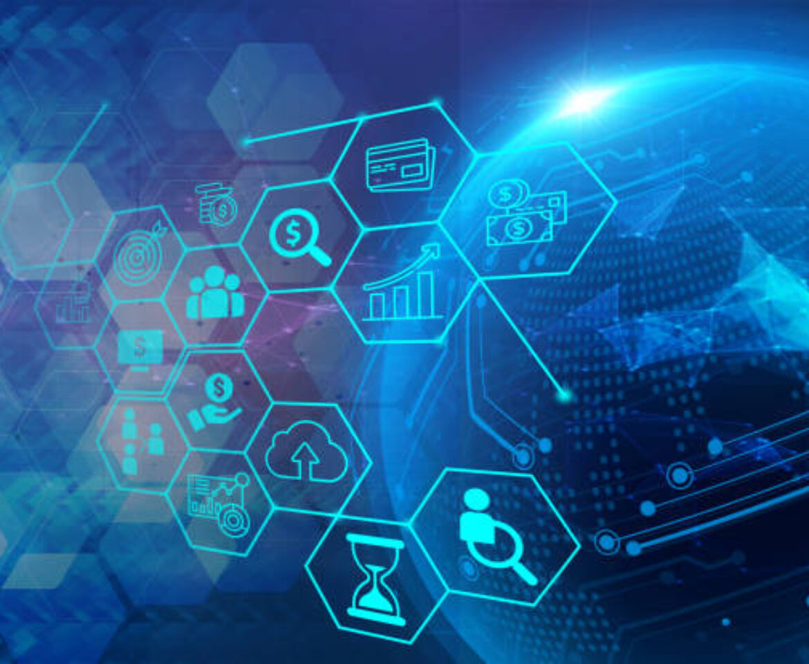 Financial technology background. Global network and data connection.