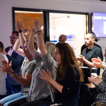 Audience at 2024 Bootcamp Pitching Event Cheering 