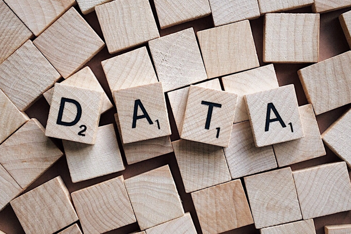 Scrabble pieces spelling out data